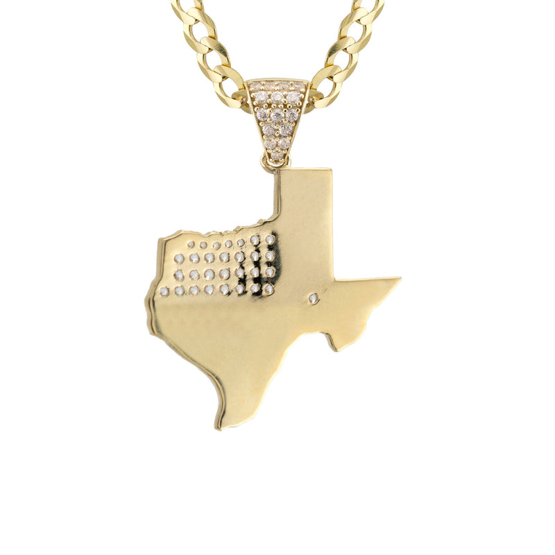 10K Yellow Gold Flag of Texas Necklace | Appx. 2.3 - 9.3 Grams