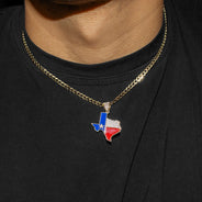 10K Yellow Gold Flag of Texas Necklace | Appx. 2.3 - 9.3 Grams