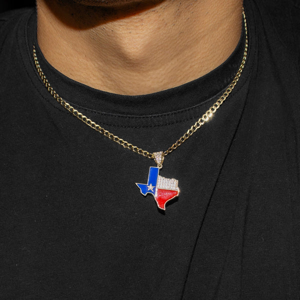 10K Yellow Gold Flag of Texas Necklace | Appx. 2.3 - 9.3 Grams