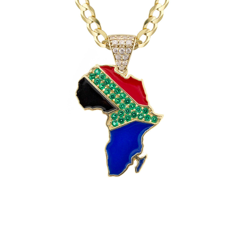 10K Yellow Gold Flag of South Africa Necklace | Appx. 2.2 - 9.2 Grams