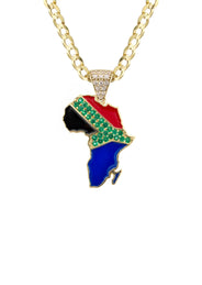 10K Yellow Gold Flag of South Africa Necklace | Appx. 2.2 - 9.2 Grams
