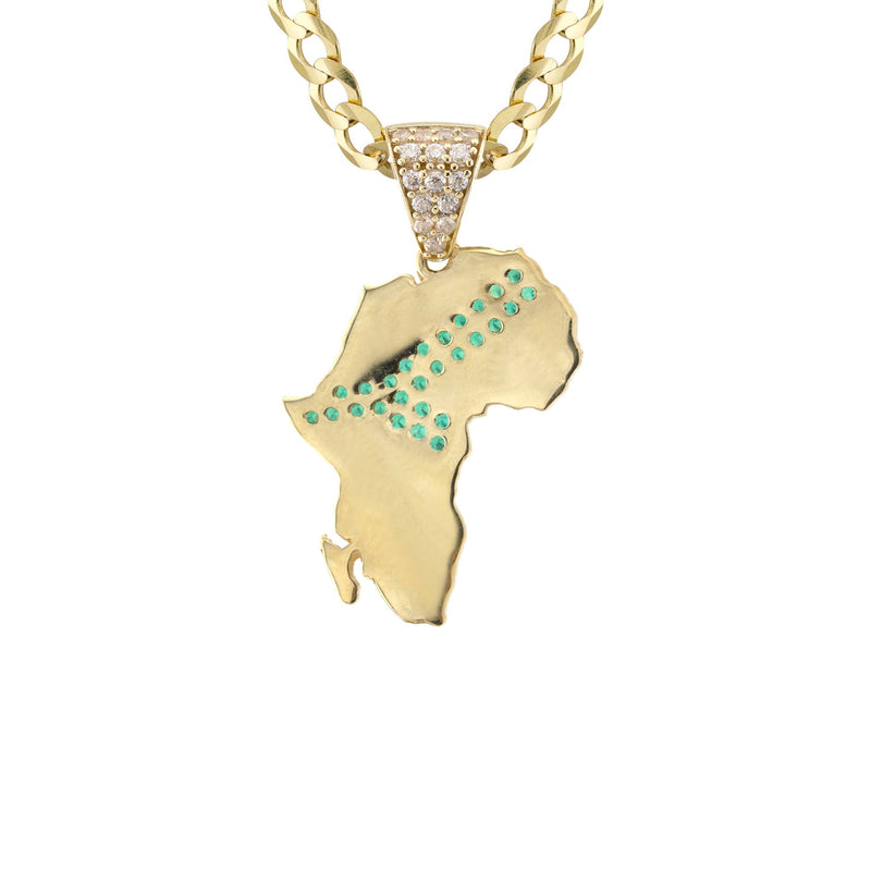 10K Yellow Gold Flag of South Africa Necklace | Appx. 2.2 - 9.2 Grams