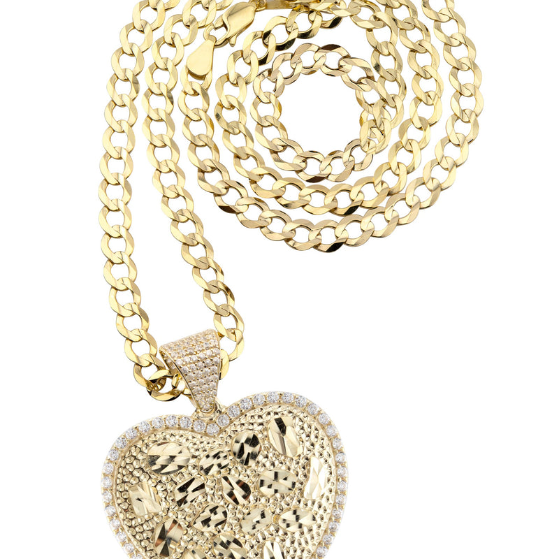 10K Yellow Gold Heart Nugget Necklace | Appx. 4.5 - 18.5 Grams