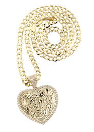 10K Yellow Gold Heart Nugget Necklace | Appx. 4.5 - 18.5 Grams