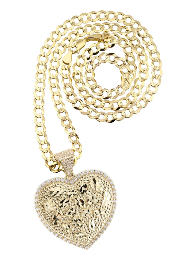 10K Yellow Gold Heart Nugget Necklace | Appx. 4.5 - 18.5 Grams