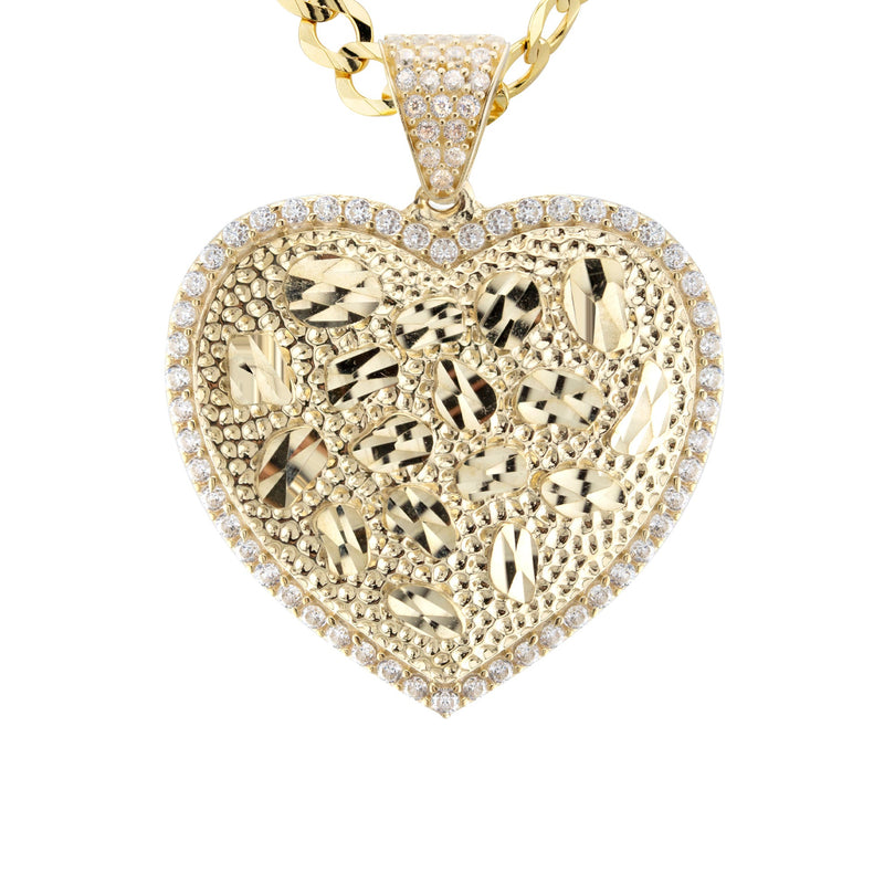 10K Yellow Gold Heart Nugget Necklace | Appx. 4.5 - 18.5 Grams