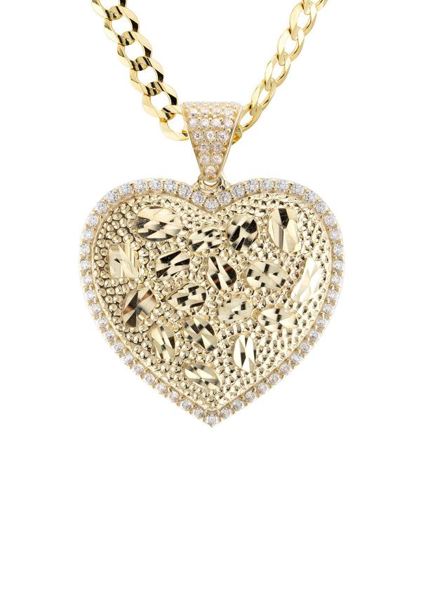 10K Yellow Gold Heart Nugget Necklace | Appx. 4.5 - 18.5 Grams
