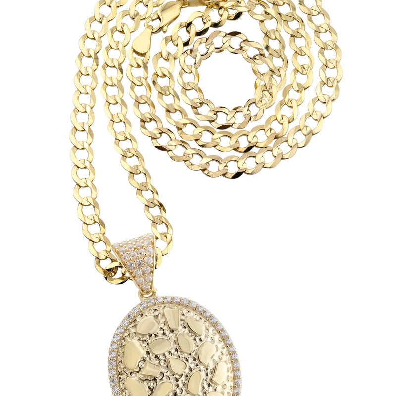 10K Yellow Gold Oval Nugget Necklace | Appx. 3.3 - 17.3 Grams
