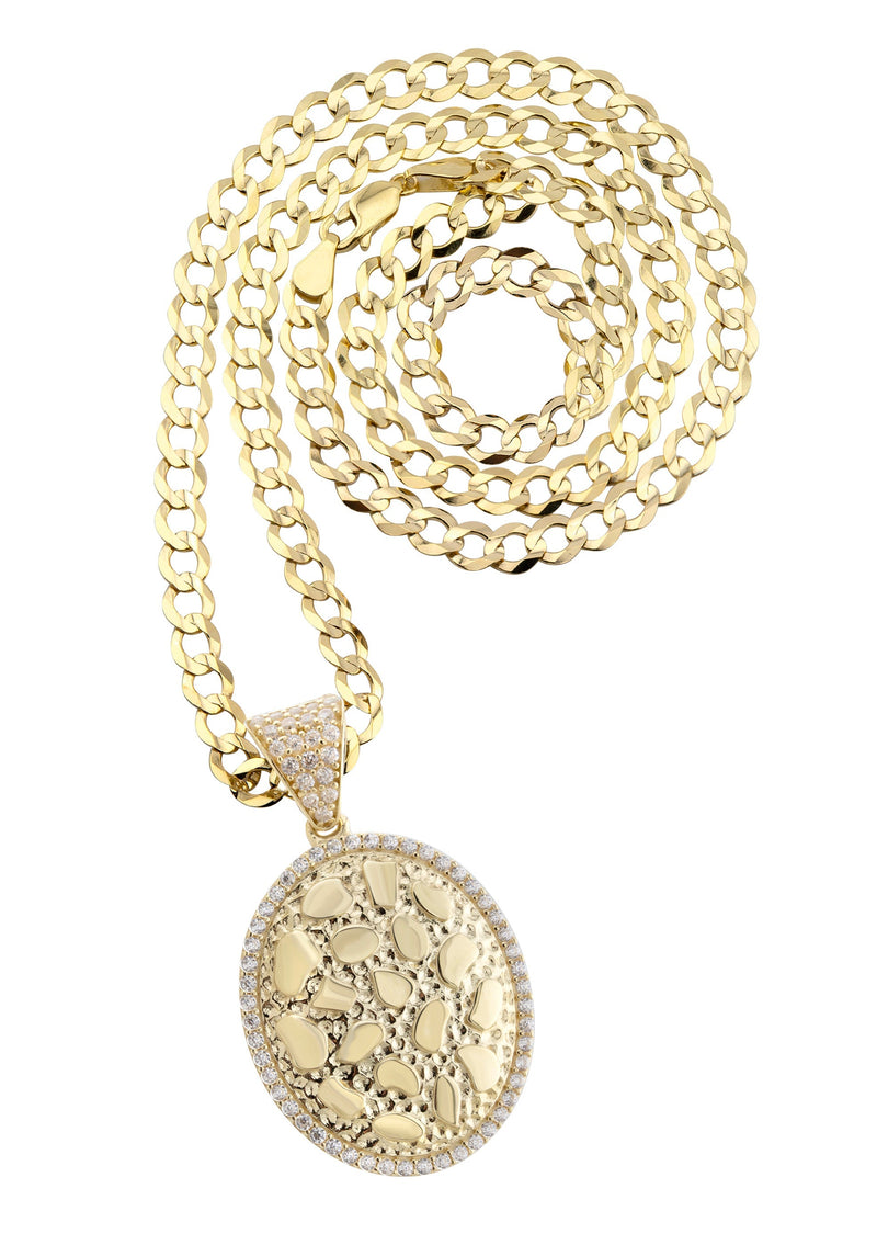 10K Yellow Gold Oval Nugget Necklace | Appx. 3.3 - 17.3 Grams