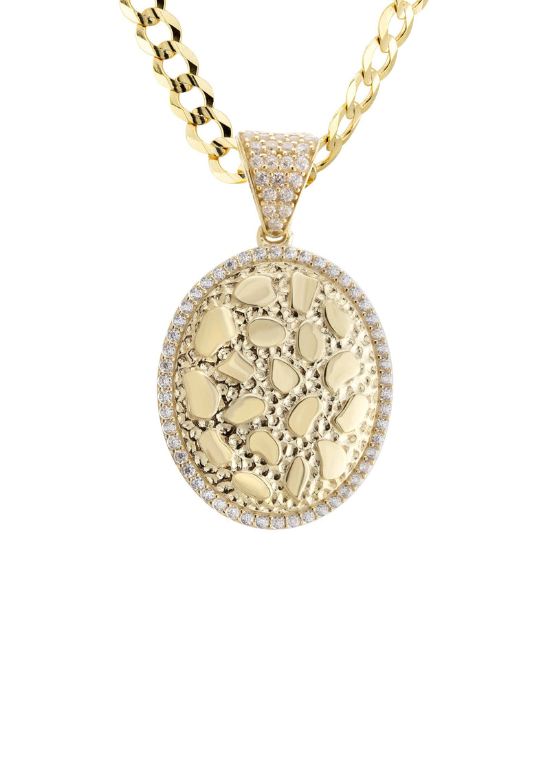 10K Yellow Gold Oval Nugget Necklace | Appx. 3.3 - 17.3 Grams