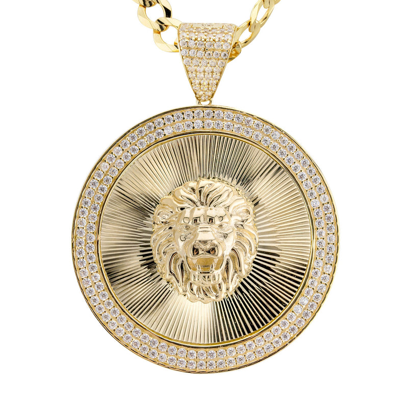10K Yellow Gold Round Lion Head Necklace | Appx. 7.6 - 21.6 Grams