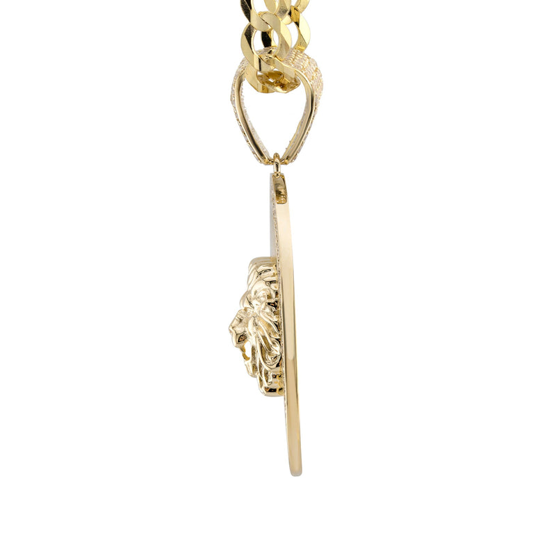 10K Yellow Gold Round Lion Head Necklace | Appx. 7.6 - 21.6 Grams
