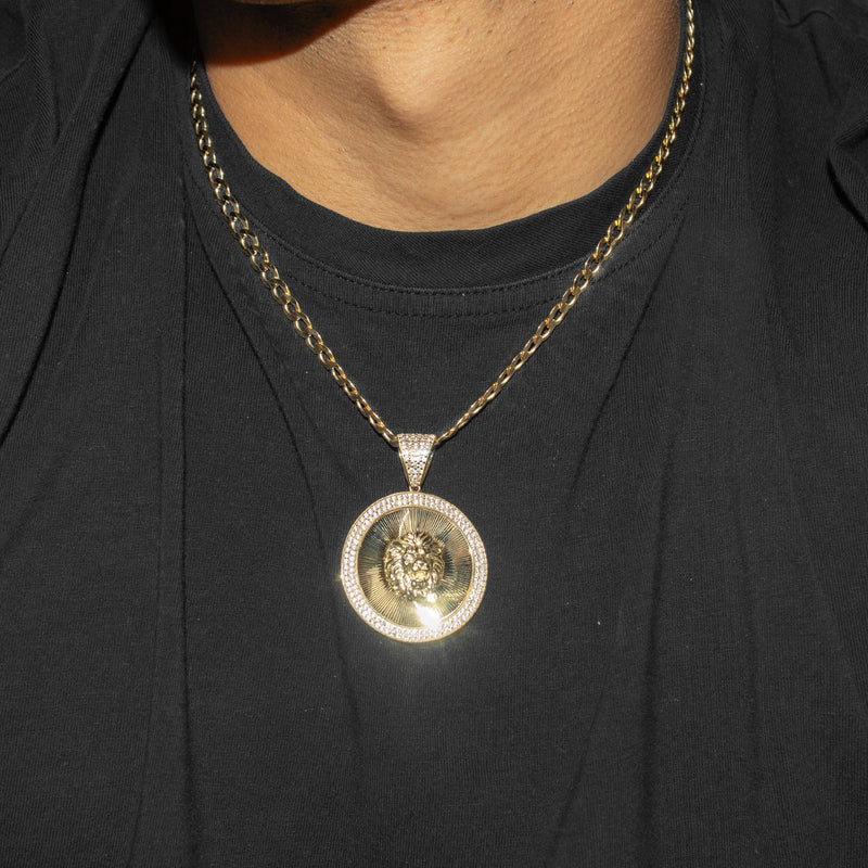 10K Yellow Gold Round Lion Head Necklace | Appx. 7.6 - 21.6 Grams