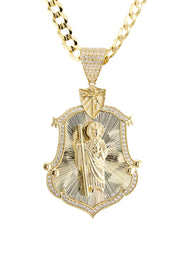 10K Yellow Gold Saint Necklace | Appx. 9 - 23 Grams