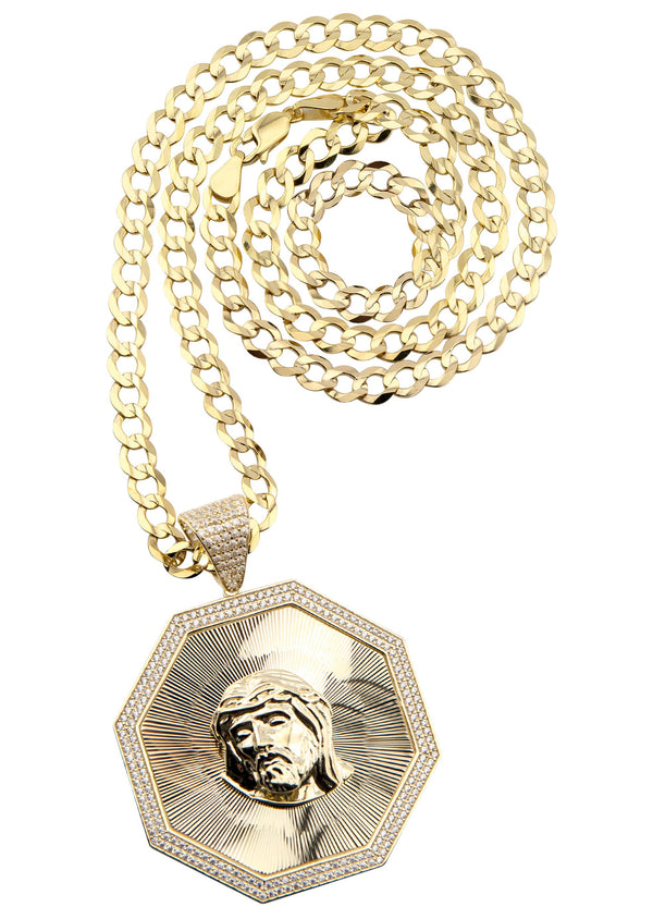 10K Yellow Gold Jesus Head Necklace | Appx. 14 - 28 Grams