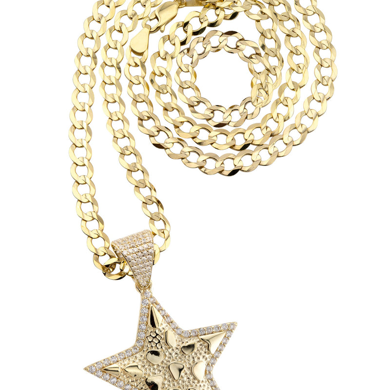 10K Yellow Gold Star Nugget Necklace | Appx. 3.2 - 17.2 Grams