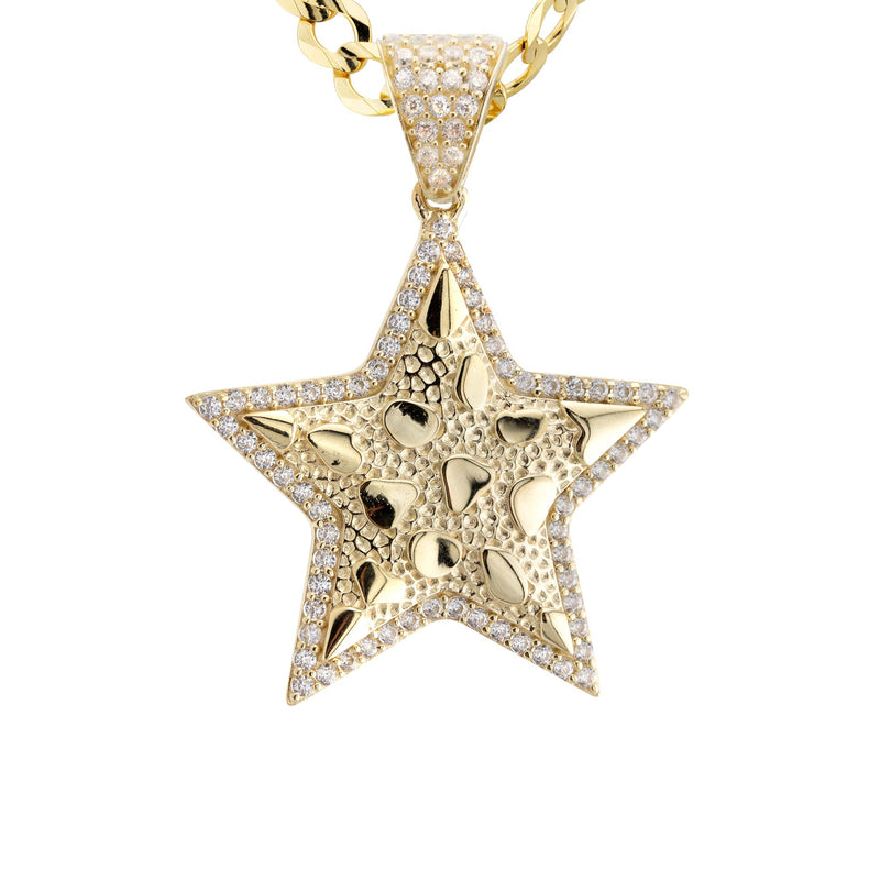 10K Yellow Gold Star Nugget Necklace | Appx. 3.2 - 17.2 Grams