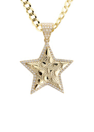10K Yellow Gold Star Nugget Necklace | Appx. 3.2 - 17.2 Grams