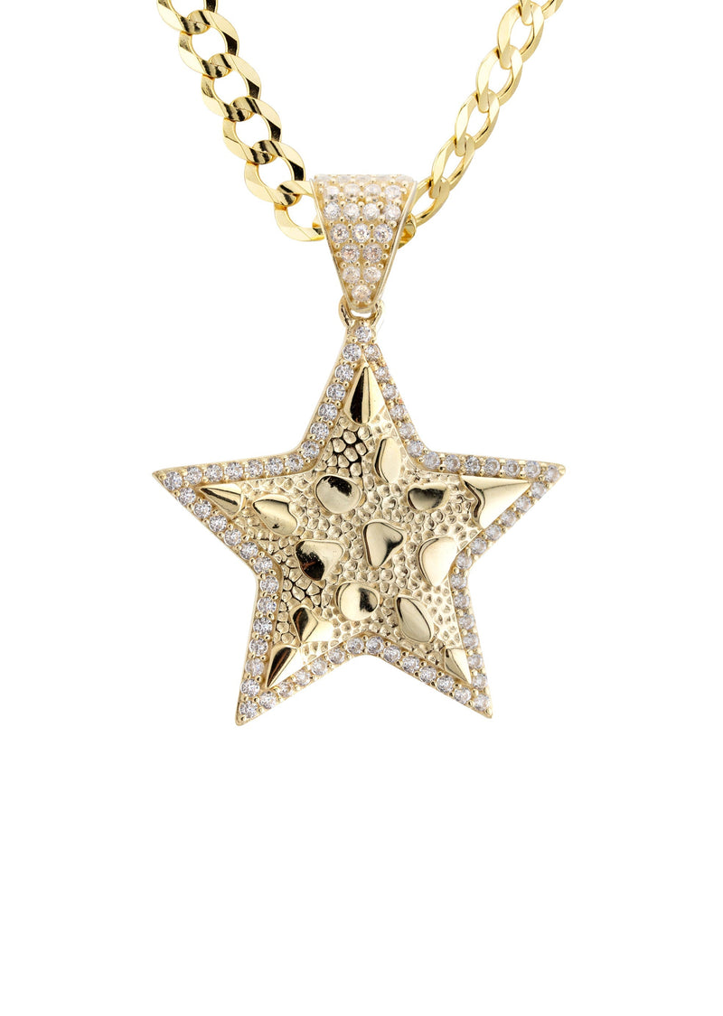 10K Yellow Gold Star Nugget Necklace | Appx. 3.2 - 17.2 Grams