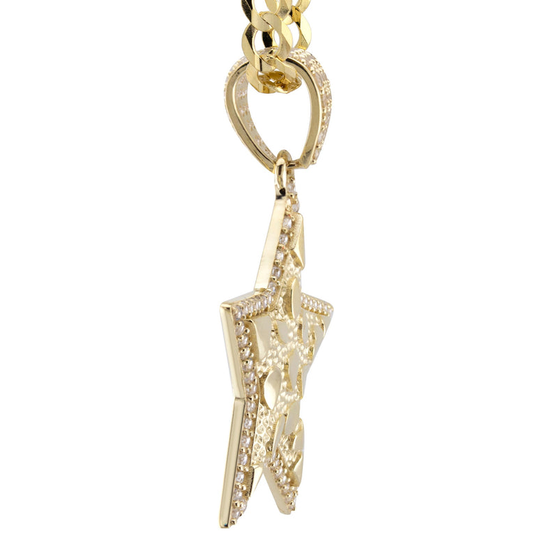 10K Yellow Gold Star Nugget Necklace | Appx. 3.2 - 17.2 Grams