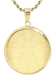 14K Yellow Gold Round Picture Pendant Necklace | Appx. 1.5 Inches