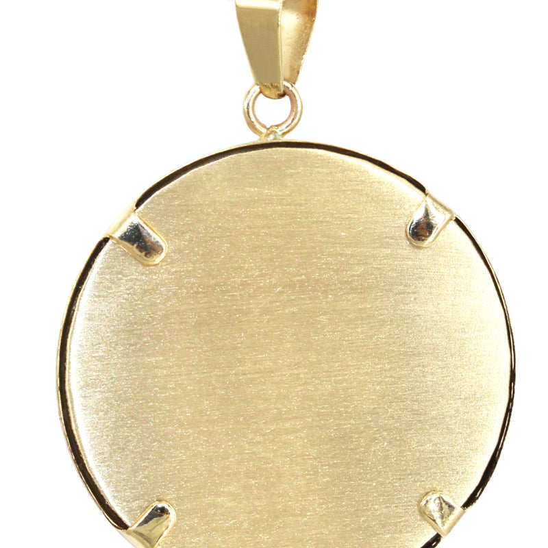 14K Yellow Gold Round Picture Pendant Necklace | Appx. 1.5 Inches
