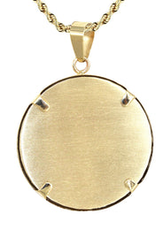 14K Yellow Gold Round Picture Pendant Necklace | Appx. 1.5 Inches