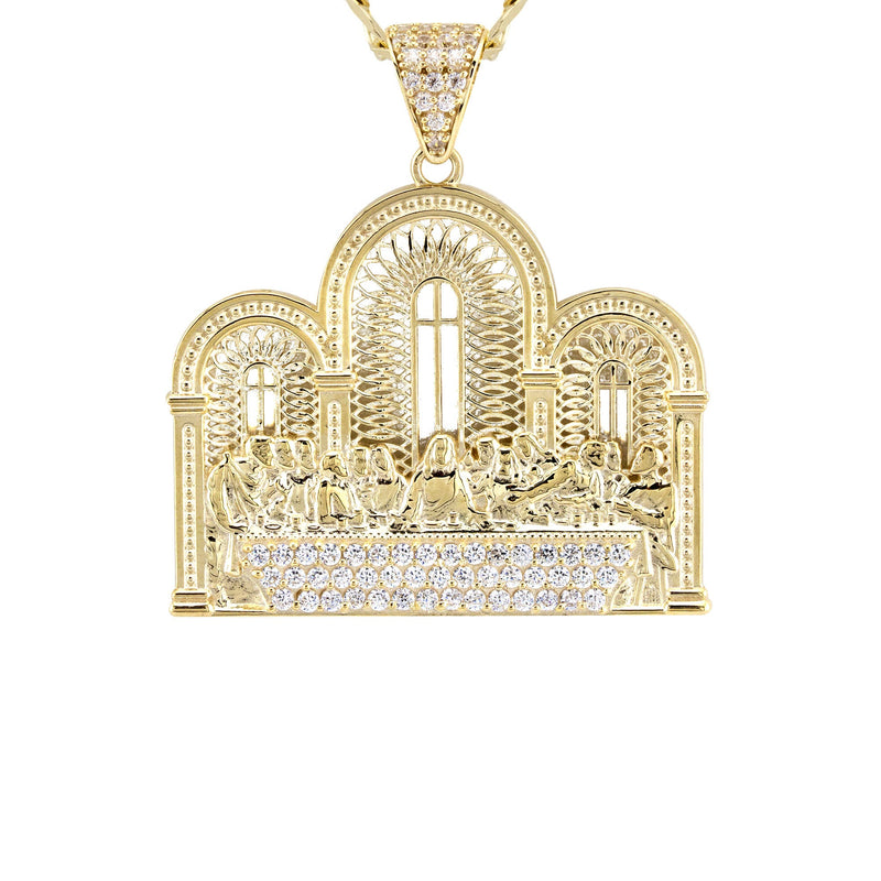 10K Yellow Gold Last Supper Necklace | Small 8 Grams - Large 16 Grams