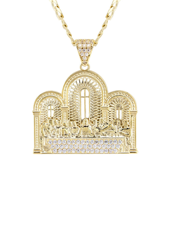 10K Yellow Gold Last Supper Necklace | Small 8 Grams - Large 16 Grams