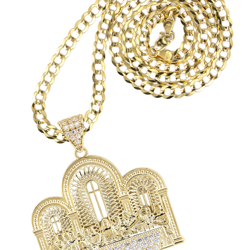10K Yellow Gold Last Supper Necklace | Small 8 Grams - Large 16 Grams