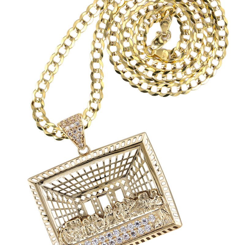 10K Yellow Gold Last Supper Necklace | Small 9 Grams - Large 15 Grams