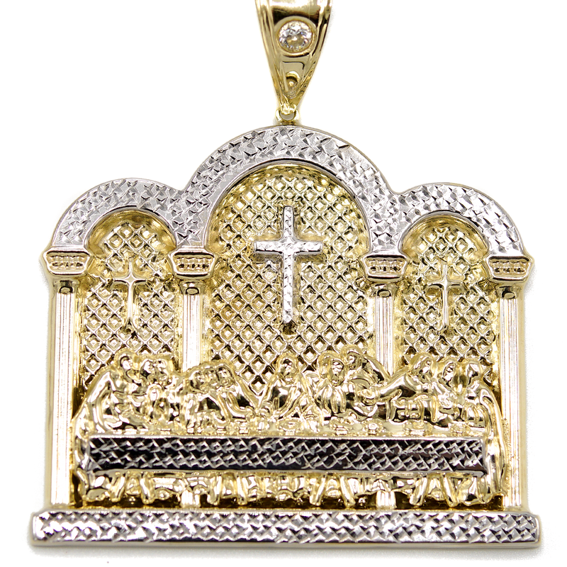 10K Gold Last Supper Pendant | Customizable Size
