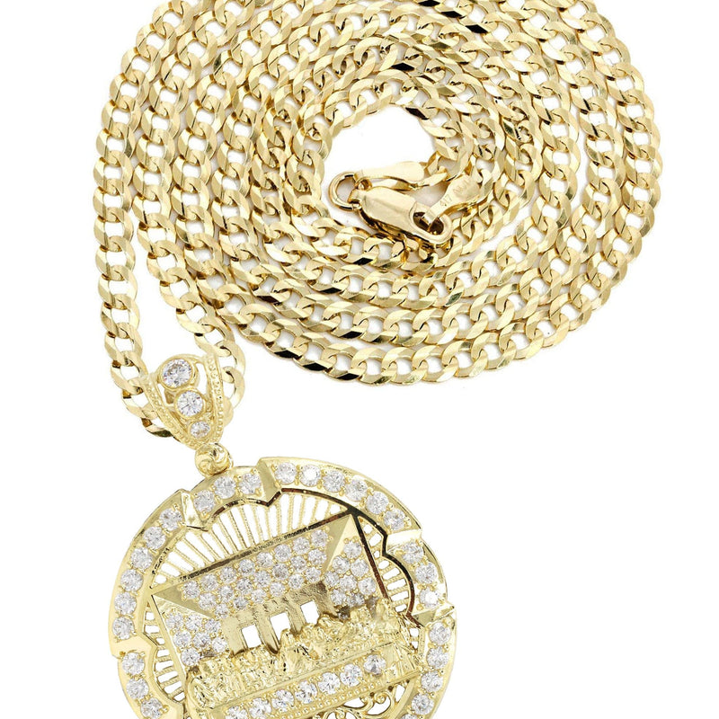 10K Yellow Gold Round Cz Last Supper Necklace | Appx 22.2 Grams