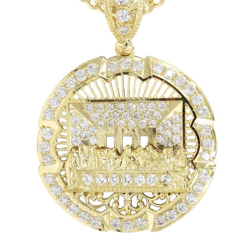 10K Yellow Gold Round Cz Last Supper Necklace | Appx 22.2 Grams