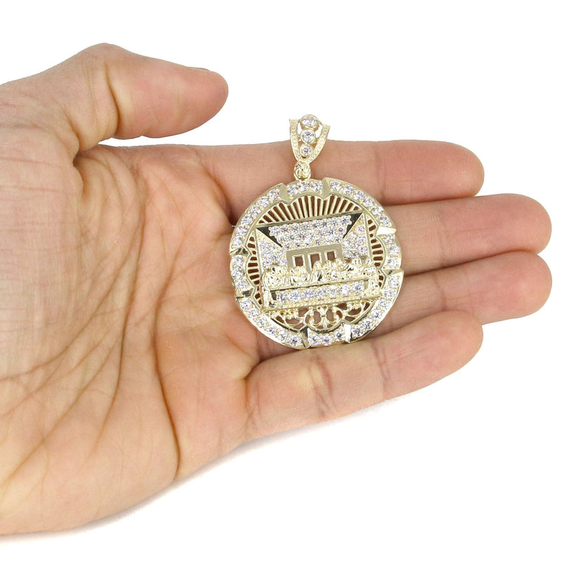 10K Yellow Gold Round Cz Last Supper Necklace | Appx 22.2 Grams
