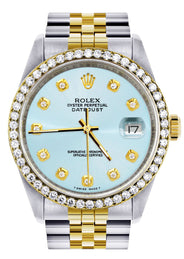 Gold Rolex Datejust Watch 16233 Two Tone for Men | 36Mm | Light Blue Dial | Jubilee Band