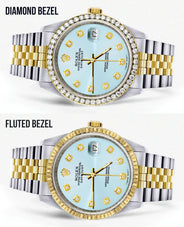 Gold Rolex Datejust Watch 16233 Two Tone for Men | 36Mm | Light Blue Dial | Jubilee Band