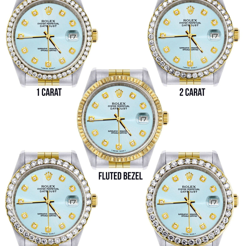 Gold Rolex Datejust Watch 16233 Two Tone for Men | 36Mm | Light Blue Dial | Jubilee Band
