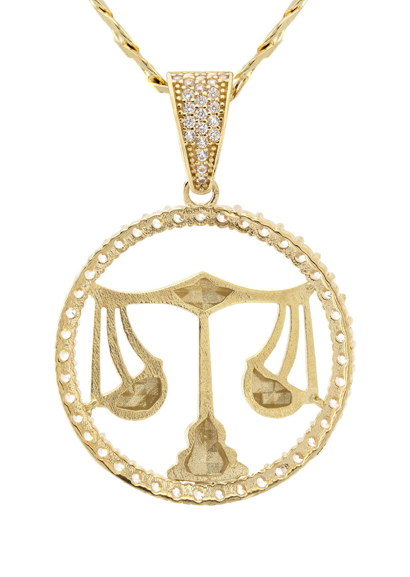 10K Yellow Gold Zodiac Libra Necklace | Appx. 17 Grams