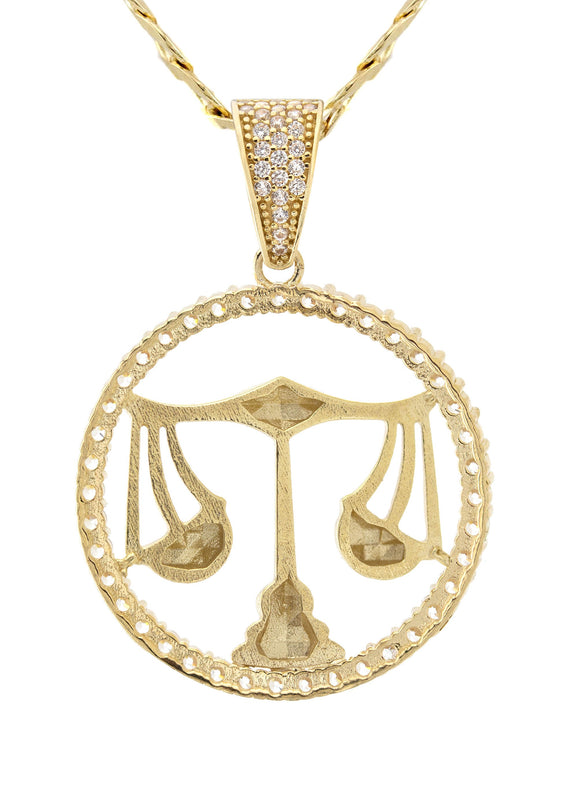 10K Yellow Gold Zodiac Libra Necklace | Appx. 17 Grams