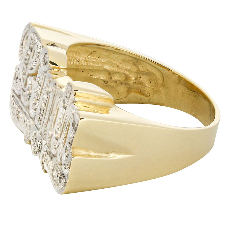 14K Two Tone with Diamonds Gold Name Ring | Appx. 6.5 Grams