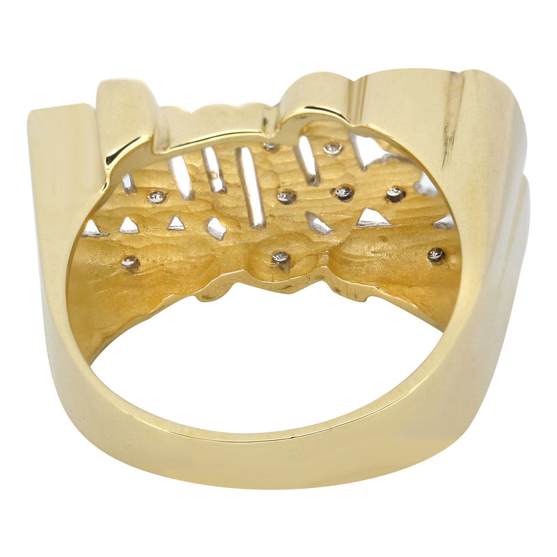 14K Two Tone with Diamonds Gold Name Ring | Appx. 6.5 Grams
