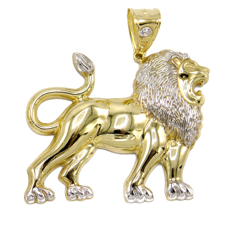 10K Gold Lion Pendant | Customizable Size