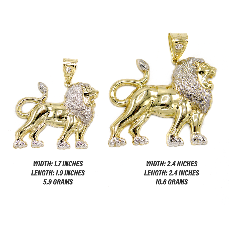10K Gold Lion Pendant | Customizable Size