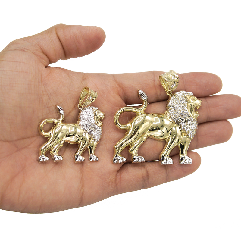 10K Gold Lion Pendant | Customizable Size
