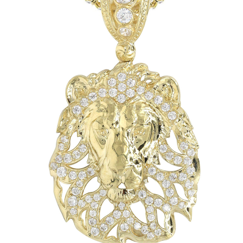 10K Yellow Gold Lion Head Necklace | Appx 17.4 Grams