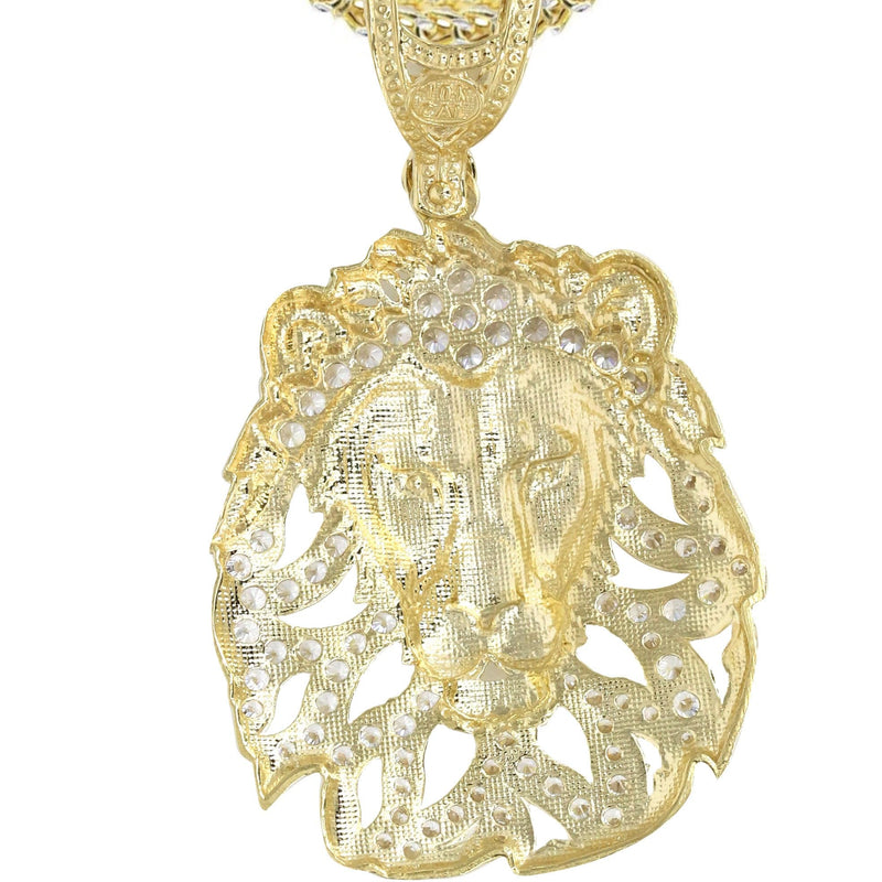 10K Yellow Gold Lion Head Necklace | Appx 17.4 Grams