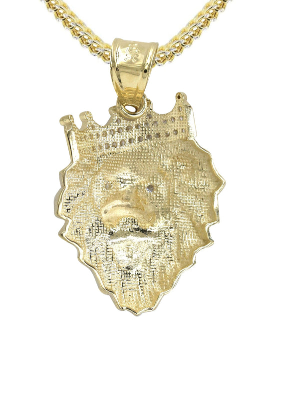10K Yellow Gold Lion Head Necklace | Appx 16.3 Grams