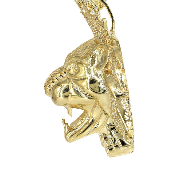 10K Yellow Gold Lion Head Necklace | Appx 22.5 Grams