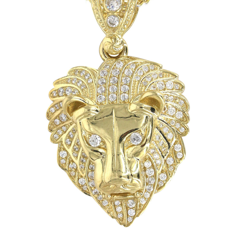 10K Yellow Gold Lion Head Necklace | Appx 21.9 Grams
